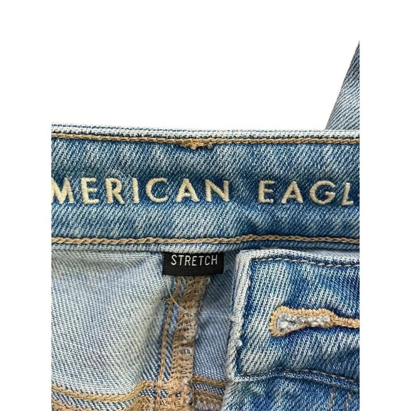American Eagle Outfitters Women Blue Ripped Distressed Girlfriend Jeans Size 00 - Picture 4 of 5